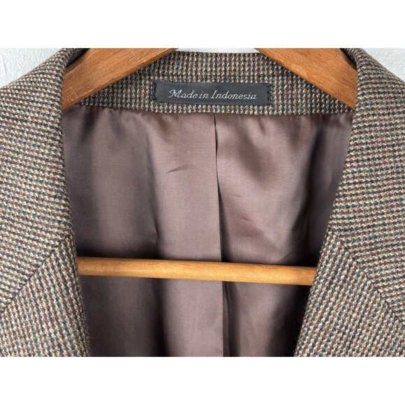 Chaps Ralph Lauren Sport Coat Mens 44R Brown Blue Lambs Wool Herringbone Blazer - Picture 4 of 7